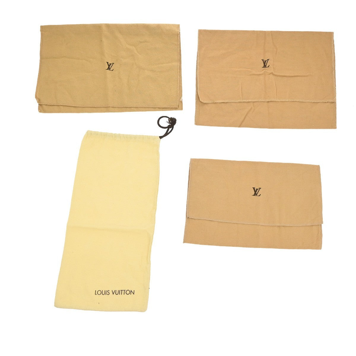 LOUIS VUITTON Logo 10 Set Dust Bag Drawstring Canvas Cotton Beige 09KP029