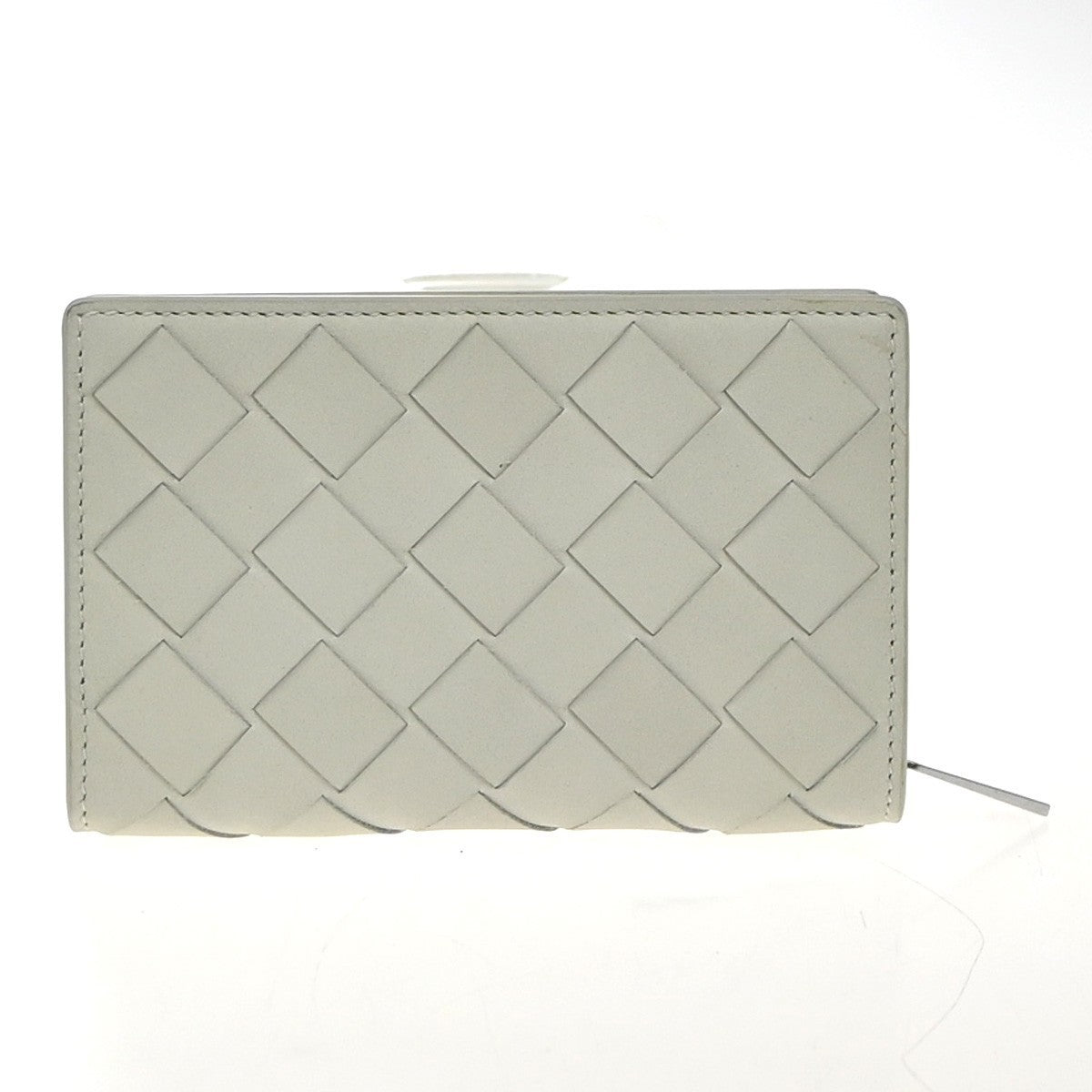 BOTTEGA VENETA Logo Intrecciato Compact Zipper Wallet Leather White 39EG240