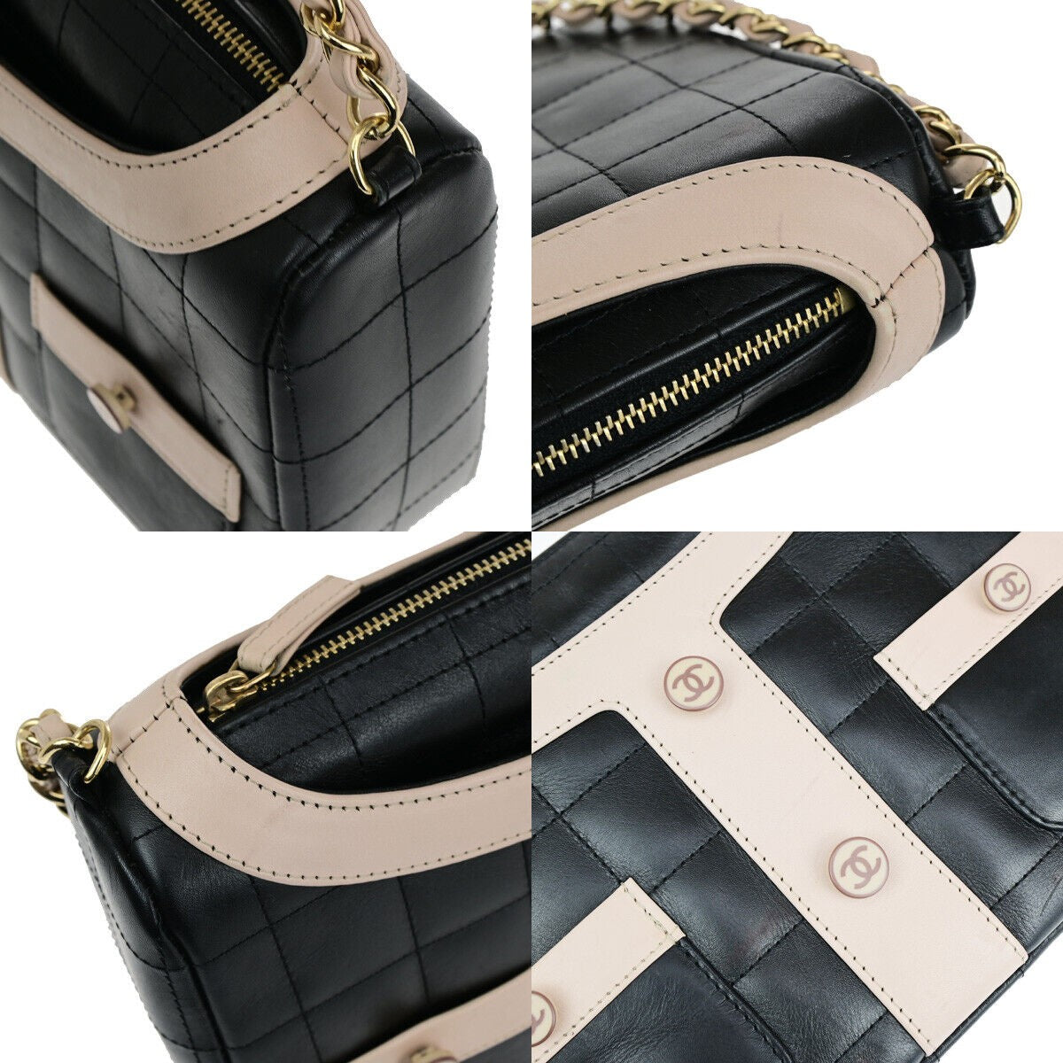 CHANEL CC Girl Jacket Motif Chocolate Bar Chain Shoulder Bag Leather BK 865RK055