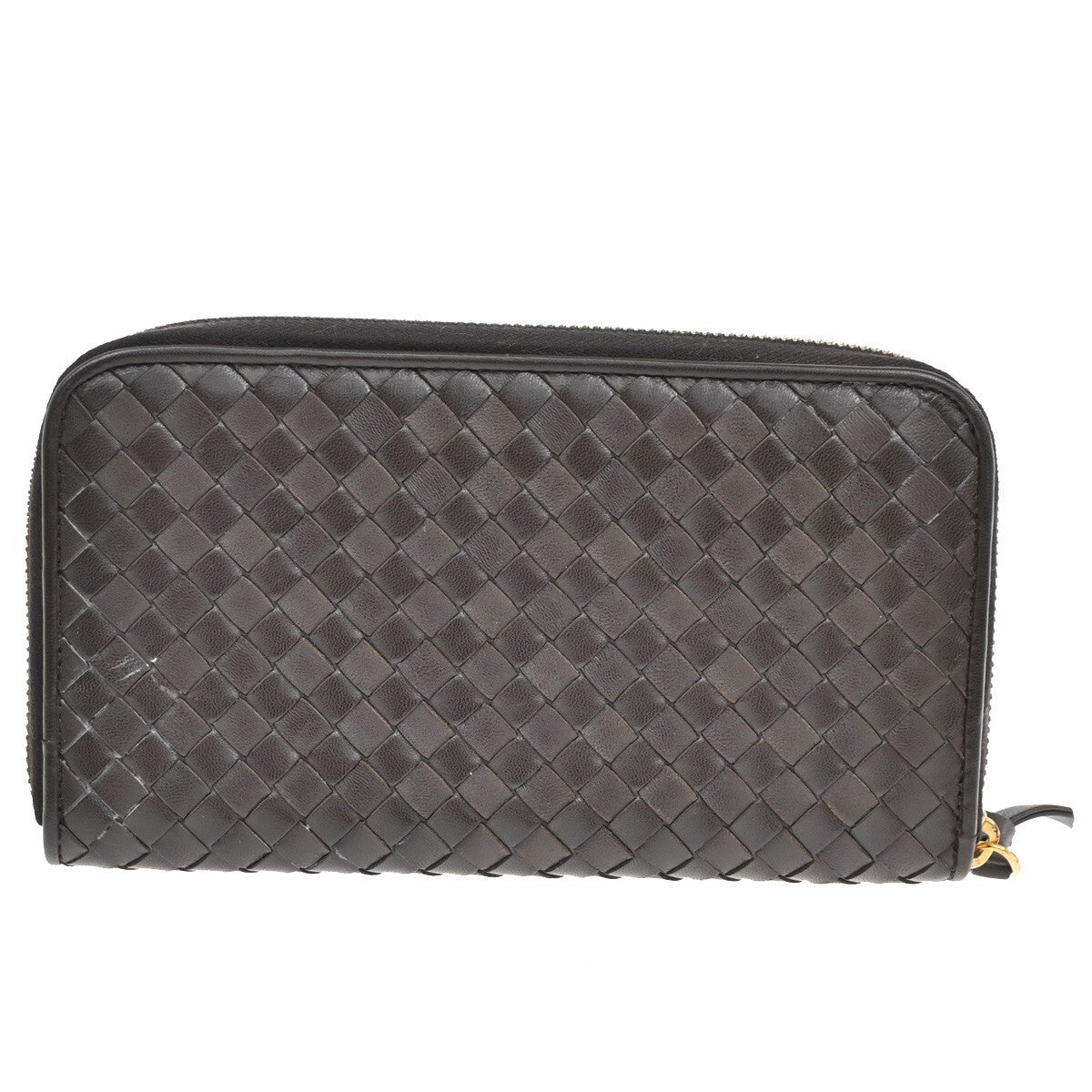 BOTTEGA VENETA Logo Intrecciato Long Zipper Around Wallet Leather Brown 65EE345