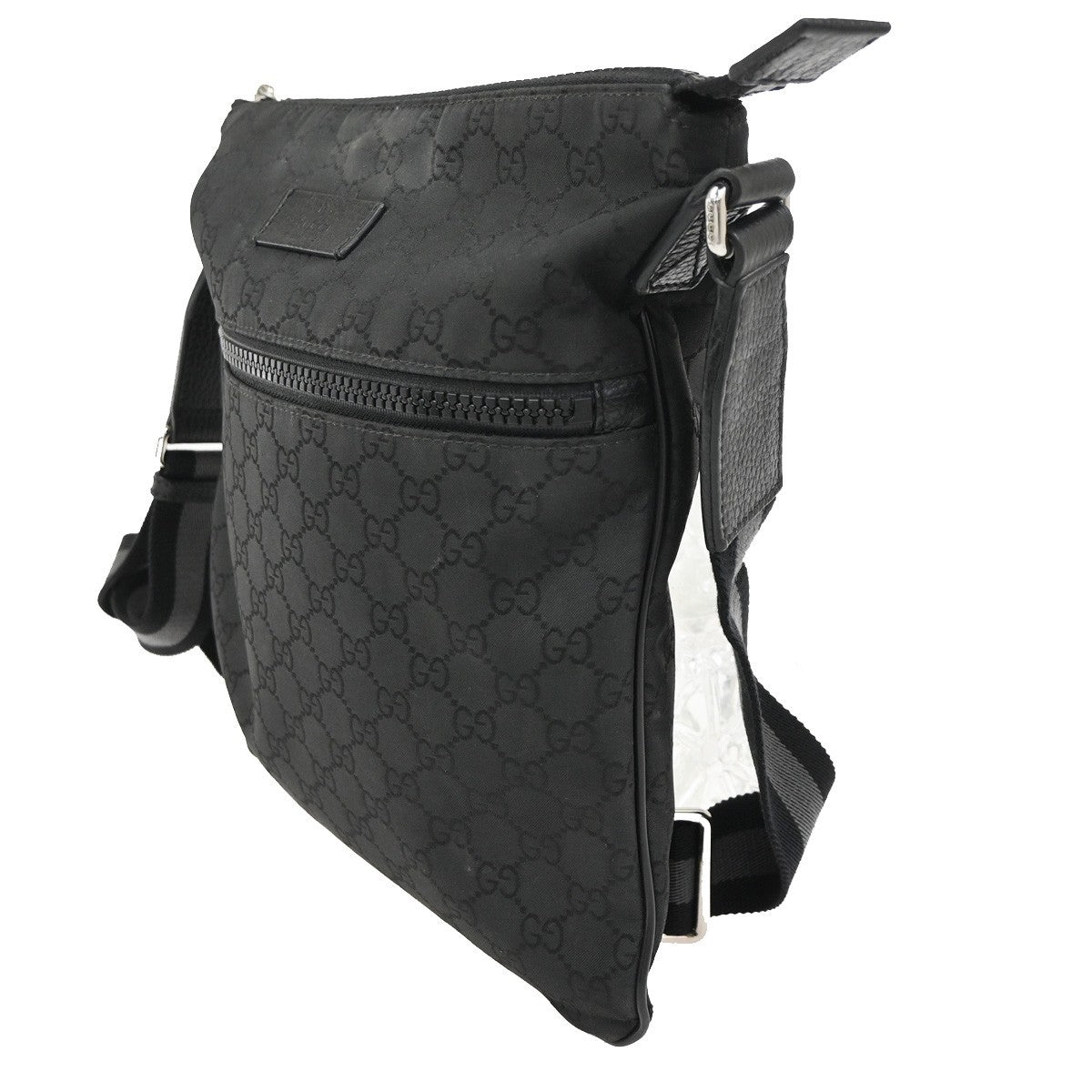 GUCCI  Logo GG Pattern Shoulder Bag Canvas Leather Black SHW Italy 62CA784