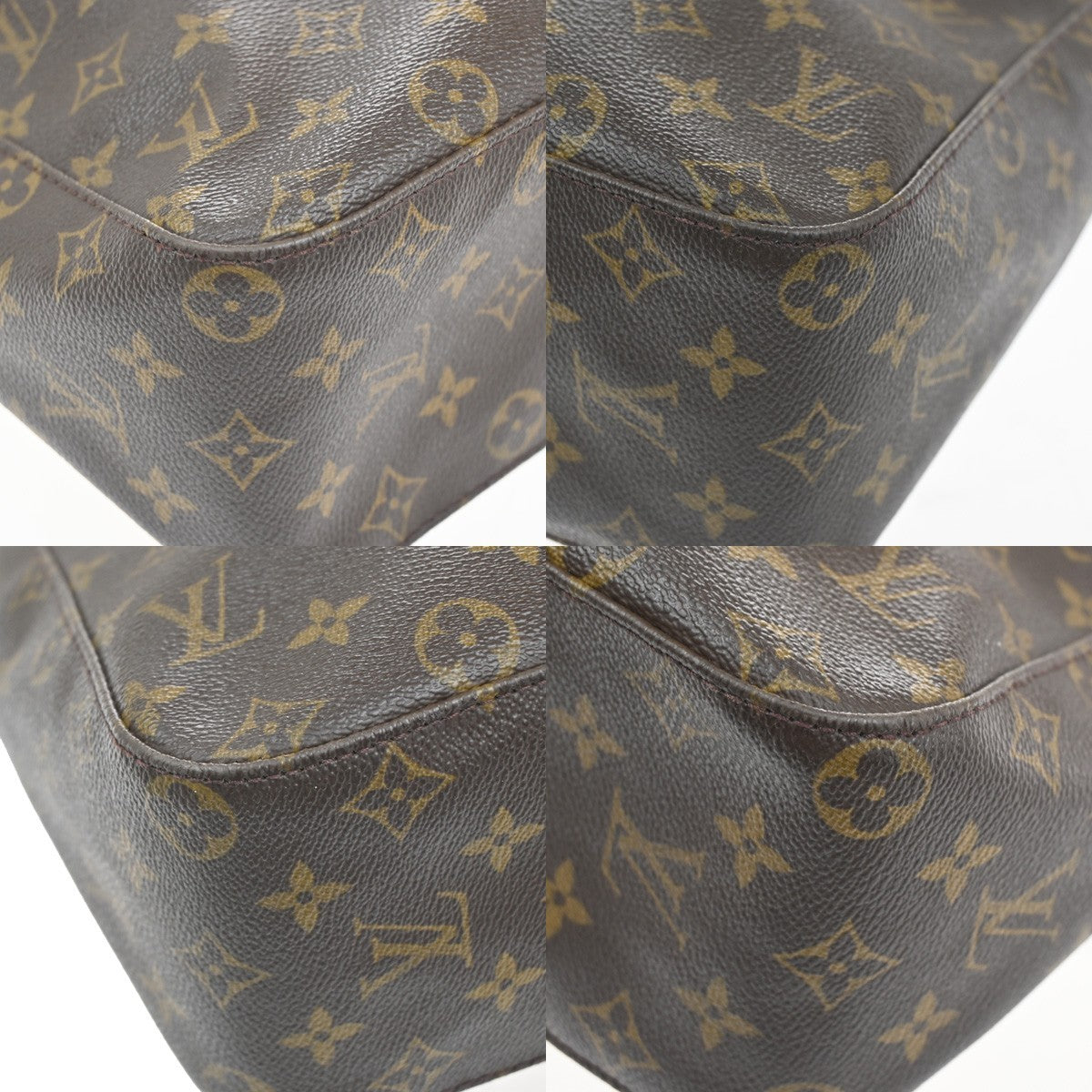 LOUIS VUITTON Logo Looping GM Shoulder Bag Monogram Leather Brown M51145 72KC738