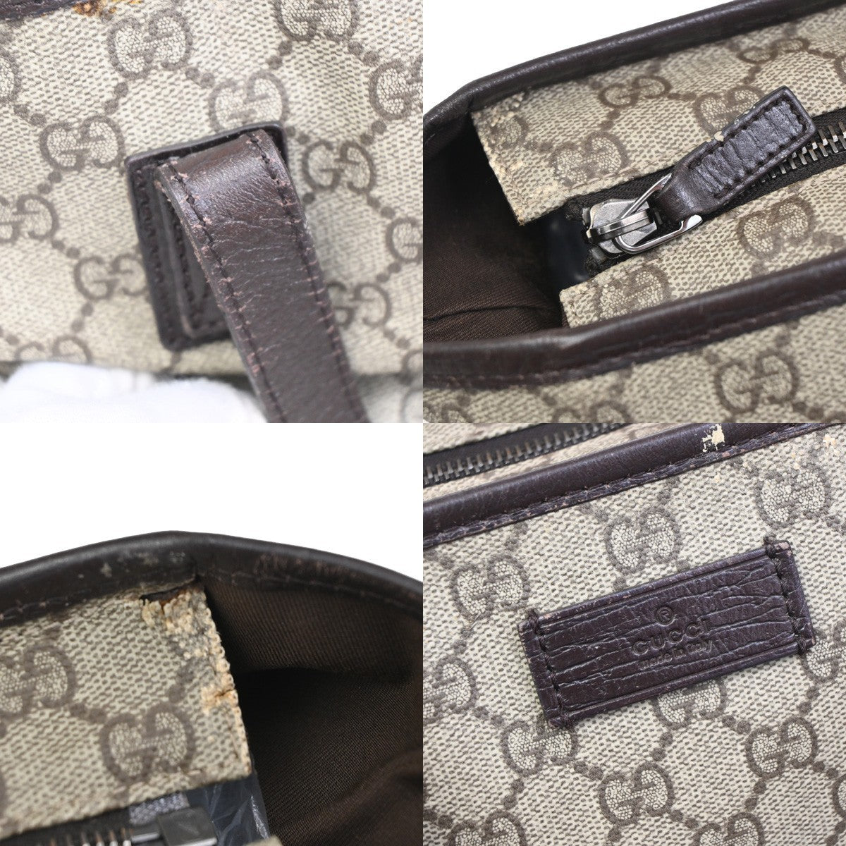 GUCCI Logo GG Patter Shoulder Hand Bag Supreme Leather Brown Itlay SHW 65DA022