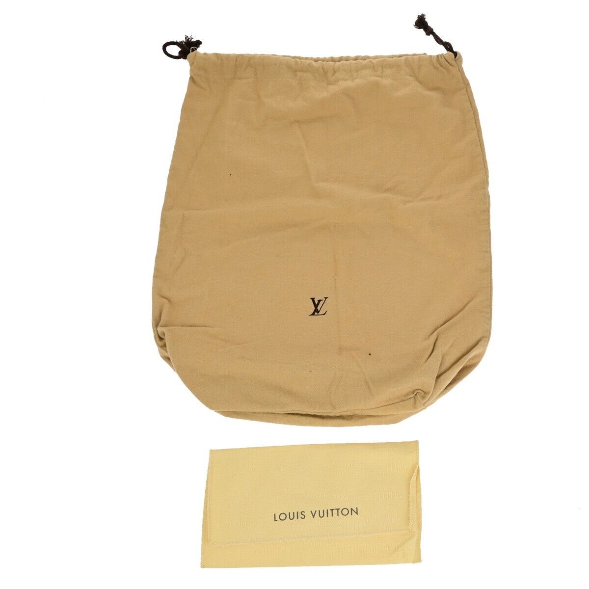 LOUIS VUITTON Logo 10 Set Dust Bag Drawstring Canvas Cotton Beige Brown 08EB499