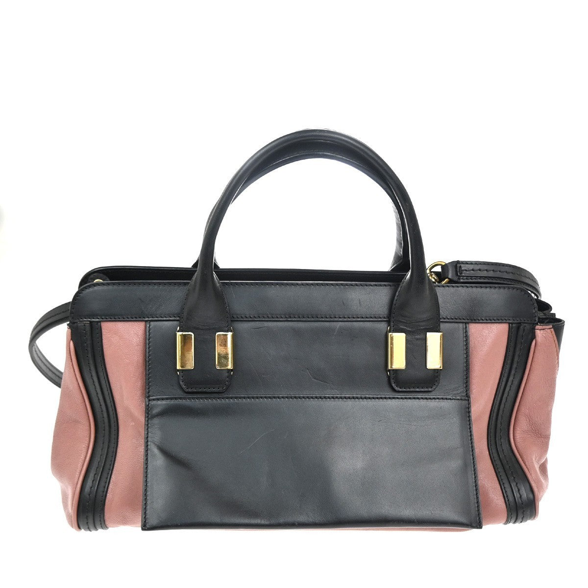 CHLOE Alice 2Way Shoulder Hand bag Leather Black Pink GHW Italy 35TA464