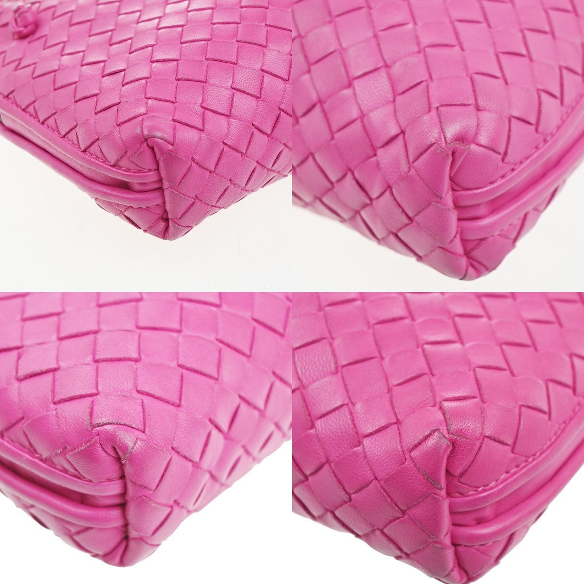 BOTTEGA VENETA Intrecciato Nodini Logo Shoulder Bag Leather Pink Italy 98MA219