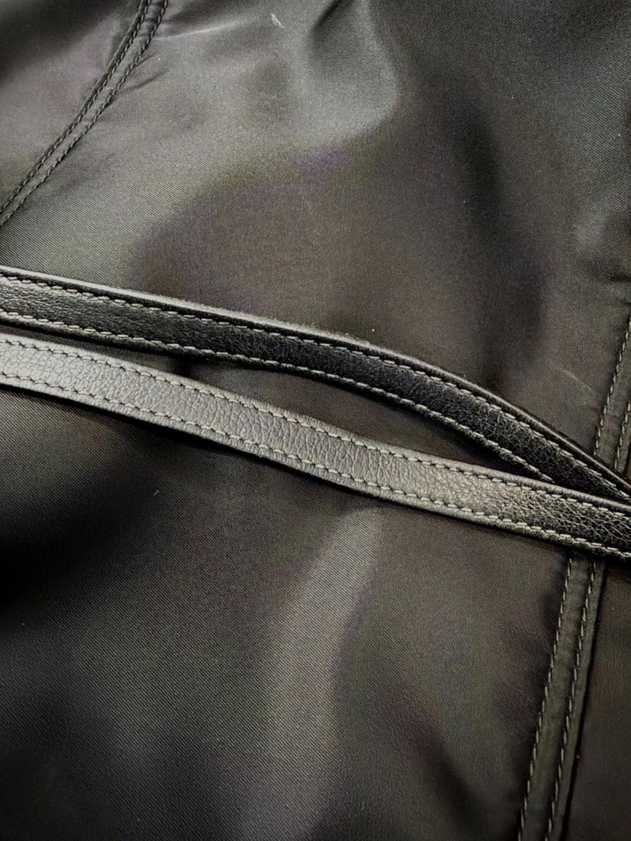 PRADA Logo Tessuto Shoulder Tote Bag Nylon Leather Black SHW Italy 33KC923