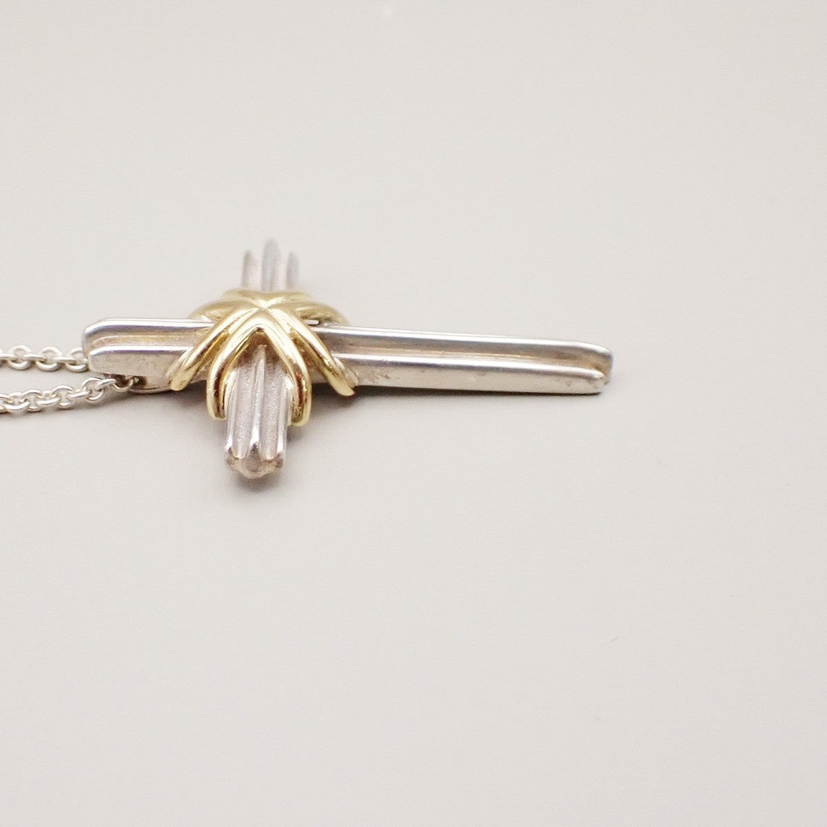 Tiffany & Co. Signature Cross Chain Necklace Pendant Silver 925/Gold 750 83RF610