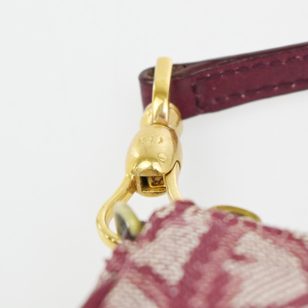CHRISTIAN DIOR Trotter Pattern Saddle Shoulder Bag Canvas Leather Red 93ZA152