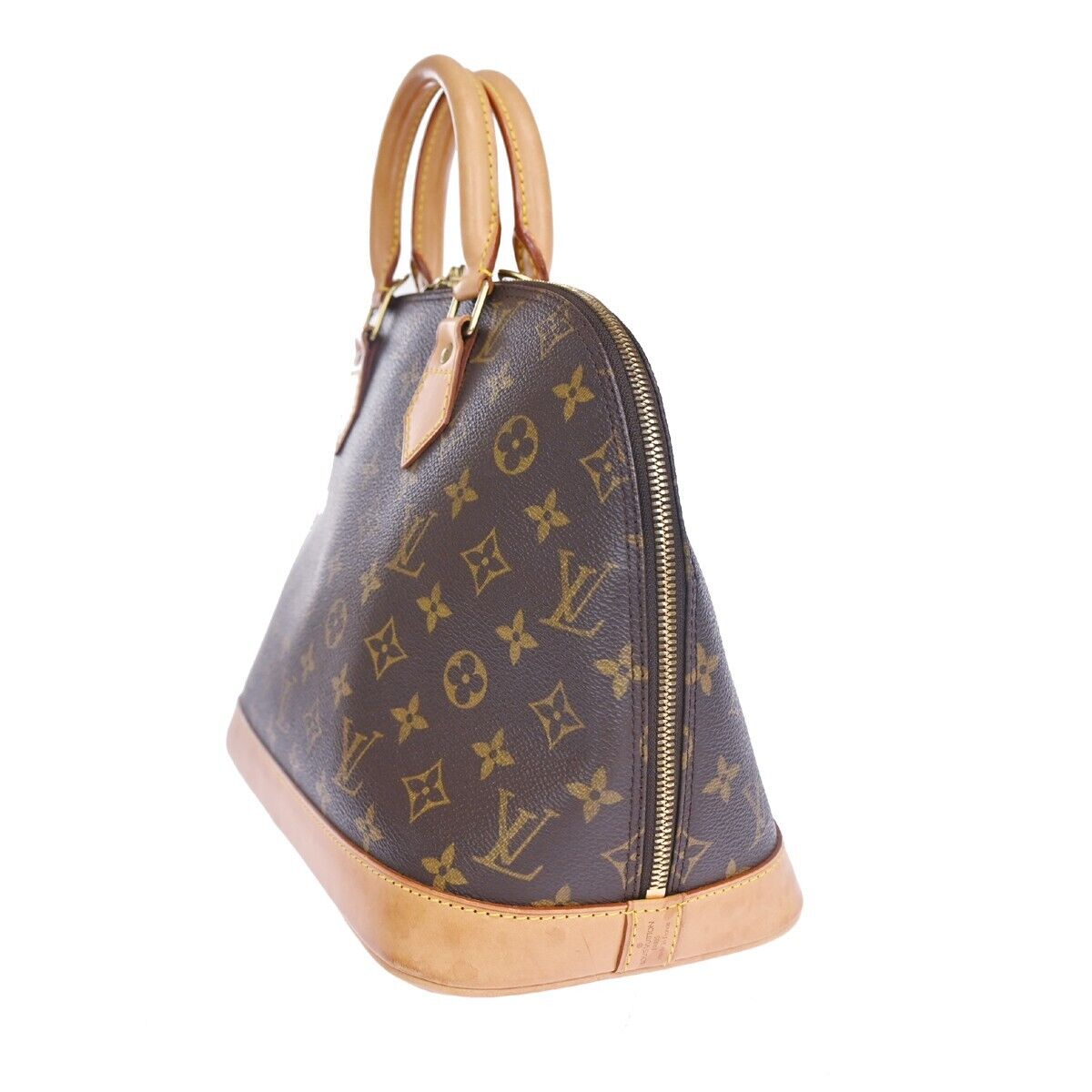 LOUIS VUITTON LV Logo Alma Hand Bag Monogram Leather Brown France M51130 16DA025