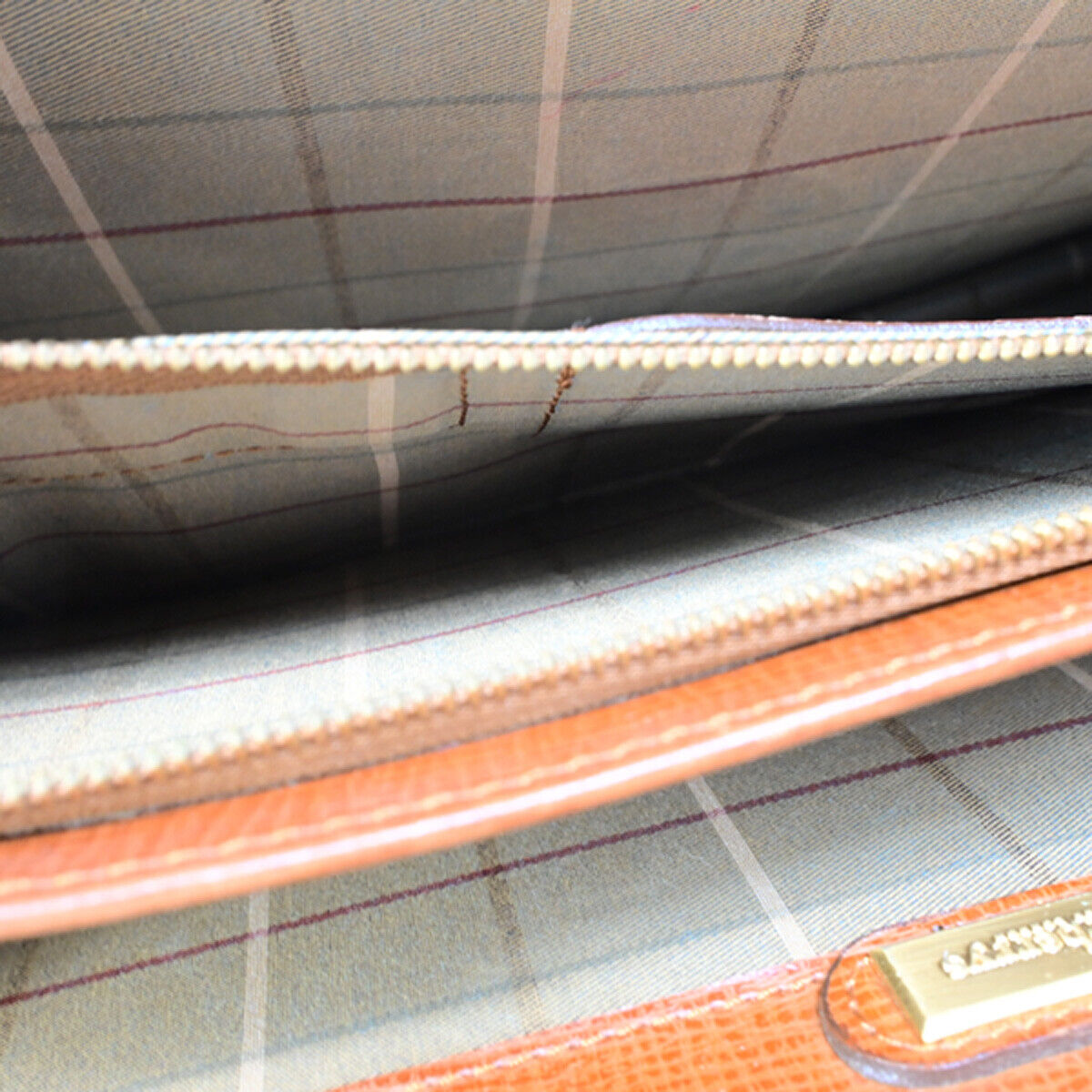 Burberrys Logo Business Briefcase Hand Bag Leather Brown 04YF619
