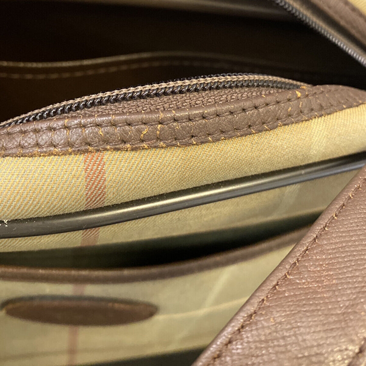 Burberrys Logo Shoulder Bag Check Canvas Leather Brown GHW 05YG581