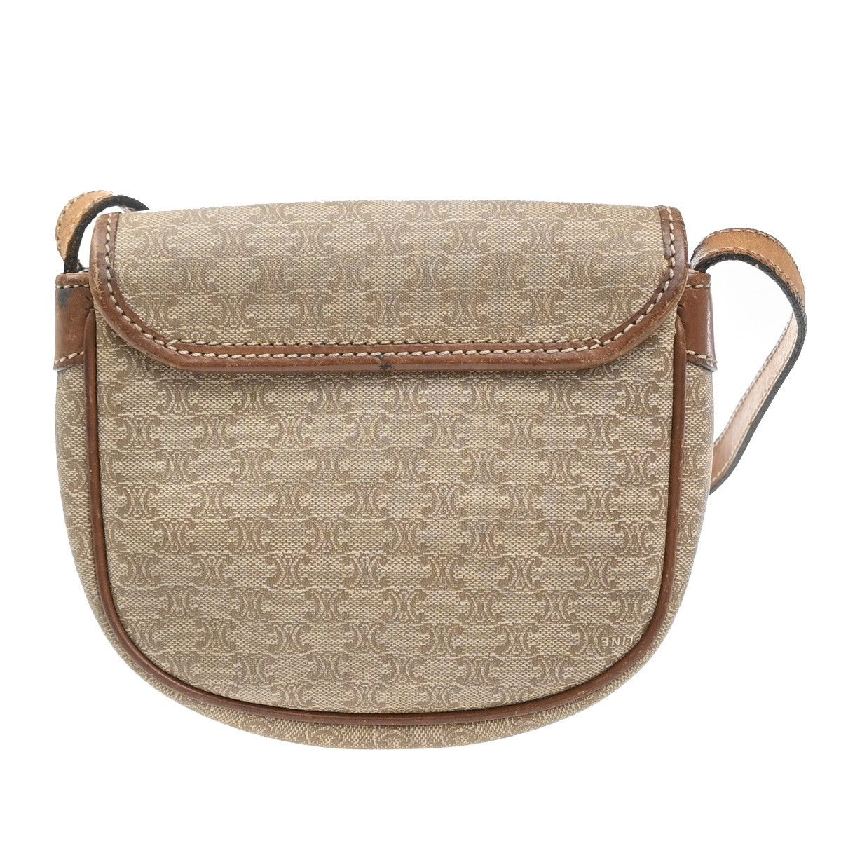 CELINE Logo Macadam Pattern Shoulder Bag PVC Leather GHW BN BE Italy 02MA681