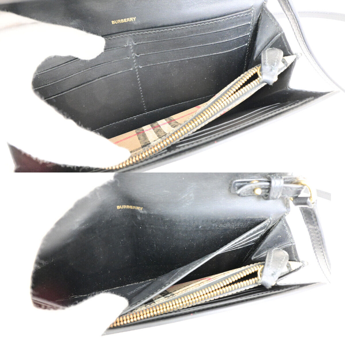 BURBERRY Logo Wallet Shoulder Bag Nova Check Leather PVC Black GHW 31SJ436