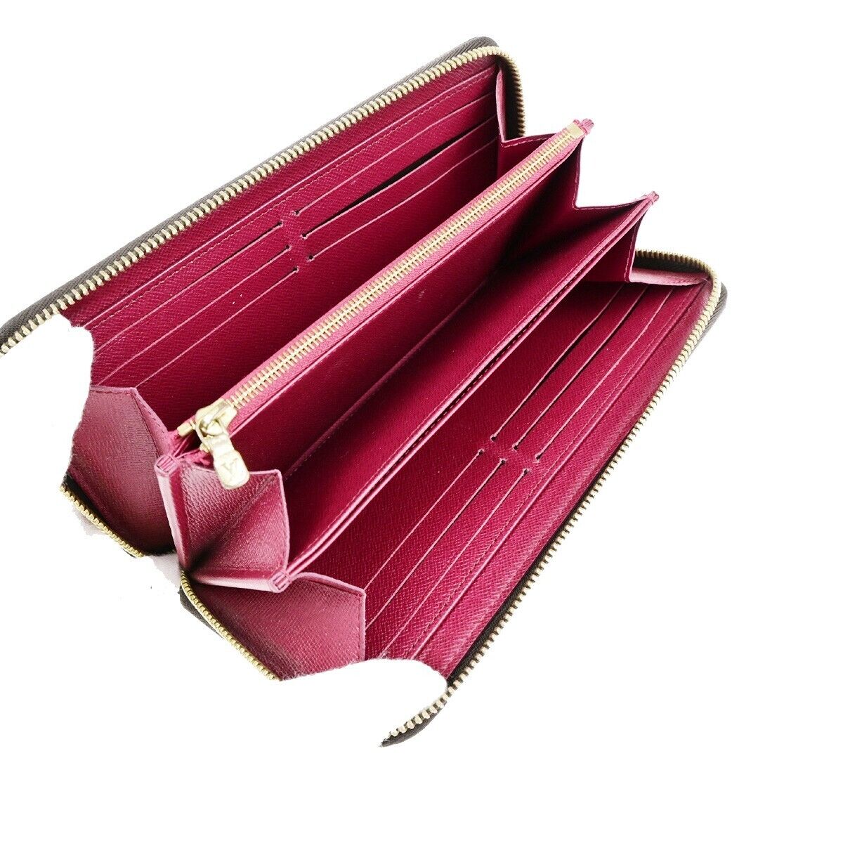 LOUIS VUITTON Zippy Long Wallet Monogram Leather Brown Fuchsia M41895 84EB839