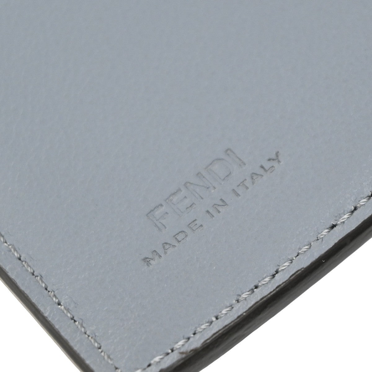 FENDI Logo Peekaboo Long Bifold Wallet Leather Blue SHW Italy 30RP099