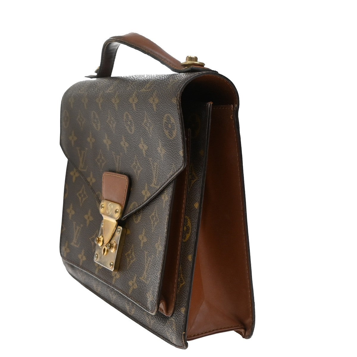 LOUIS VUITTON Monceau 28 Hand Bag Monogram Leather Brown France M51185 39KB573