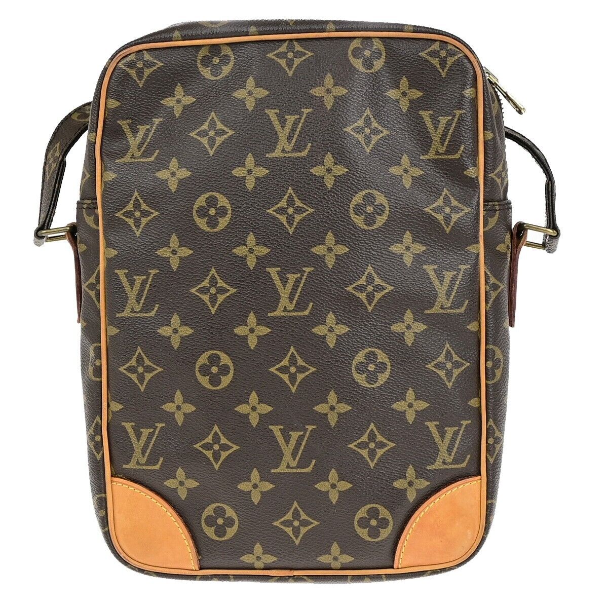 LOUIS VUITTON Logo Danube MM Shoulder Bag Monogram Leather Brown M45264 34ED018