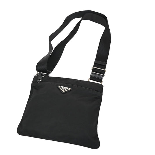 PRADA Logo Tessuto Crossbody Shoulder Bag Nylon Leather Black SHW Italy 31KB226