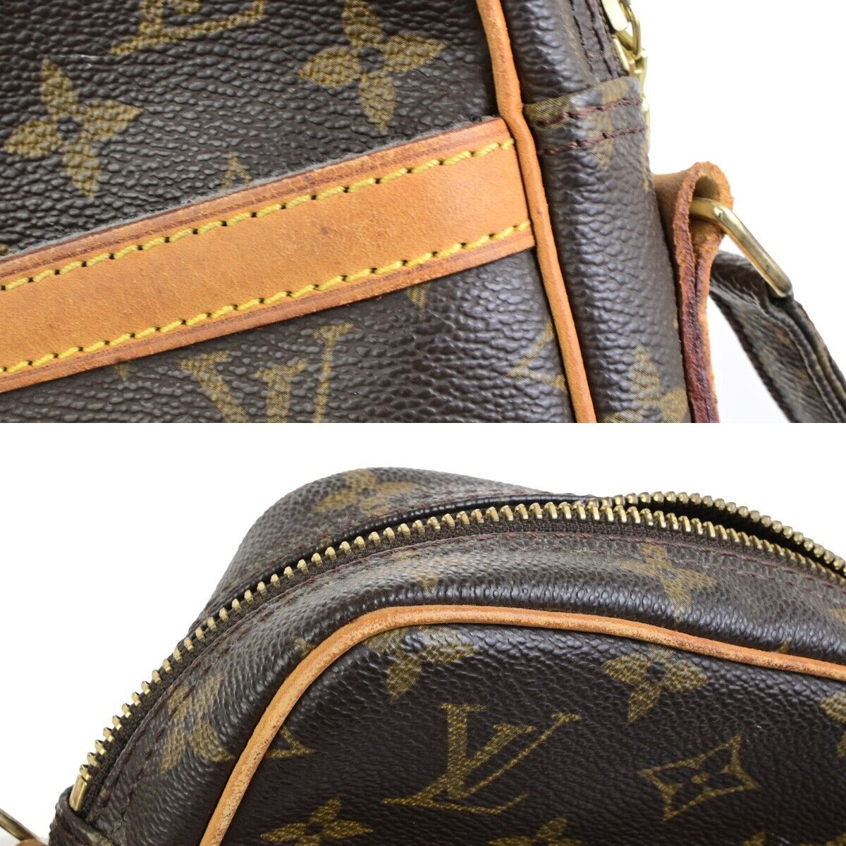 LOUIS VUITTON Danube Shoulder Bag Monogram Leather Brown France M45266 86ED601