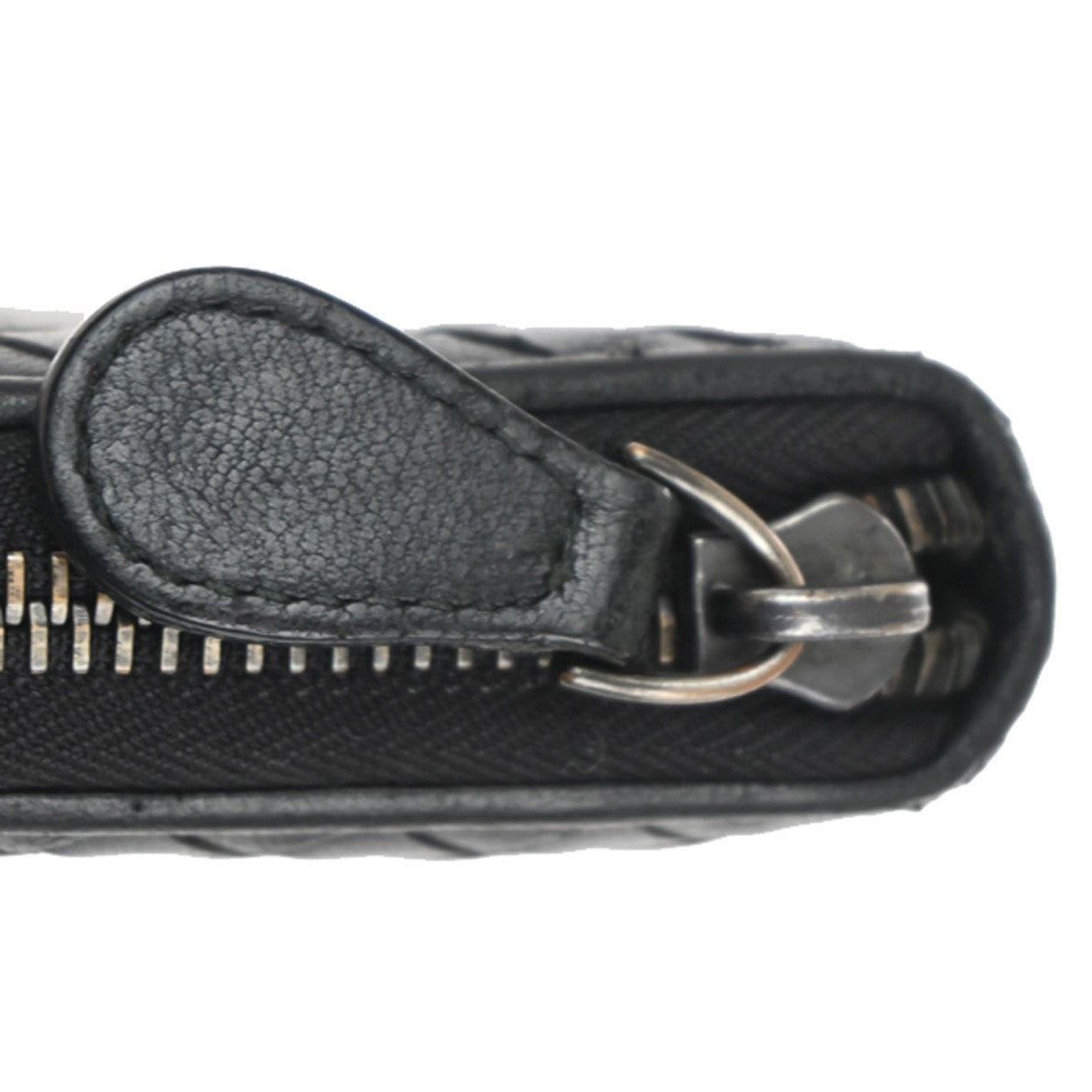 BOTTEGA VENETA Logo Intrecciato Long Zipper Around Wallet Leather Black 09TA155
