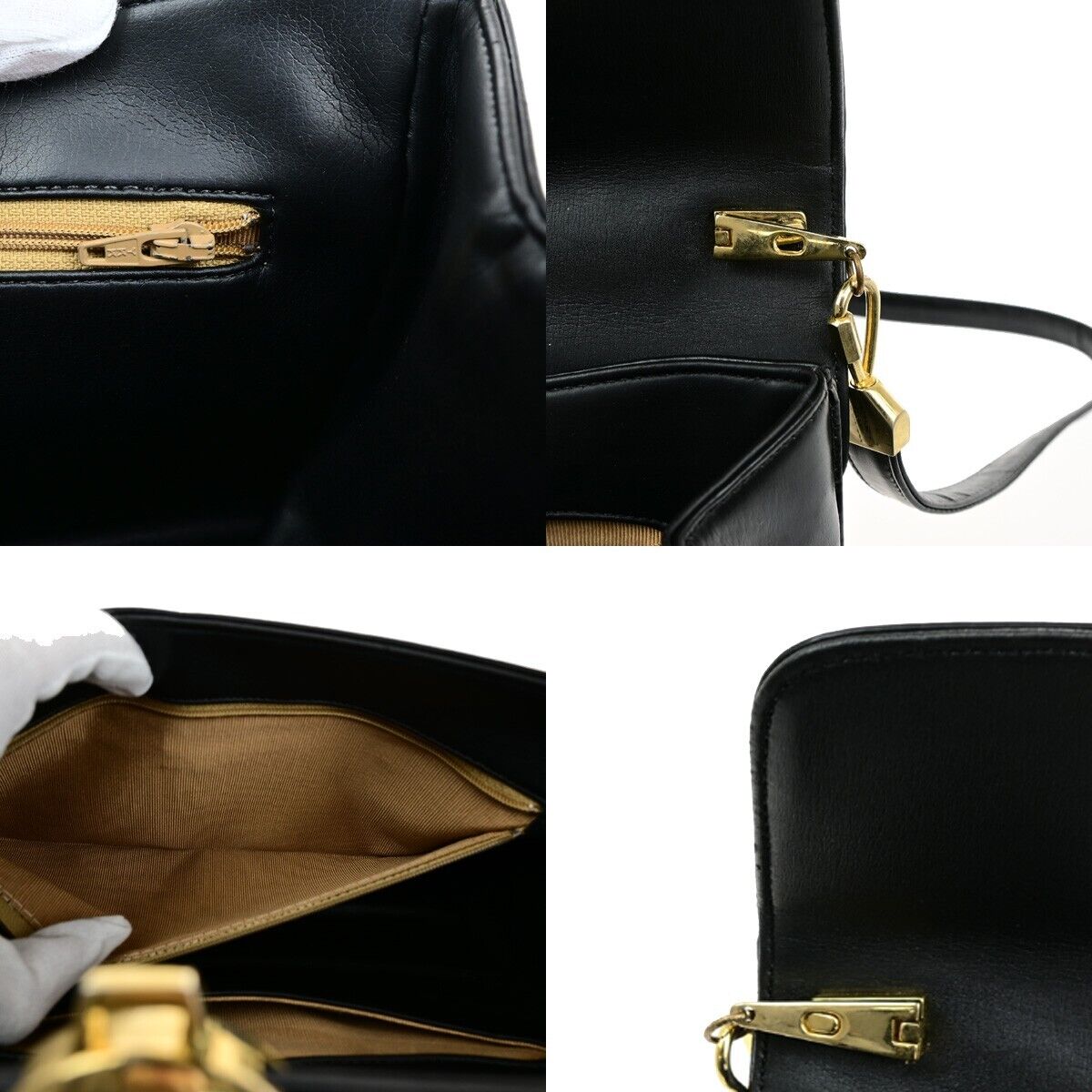 CHRISTIAN DIOR Logo Shoulder Bag Leather Black GHW 33ED426