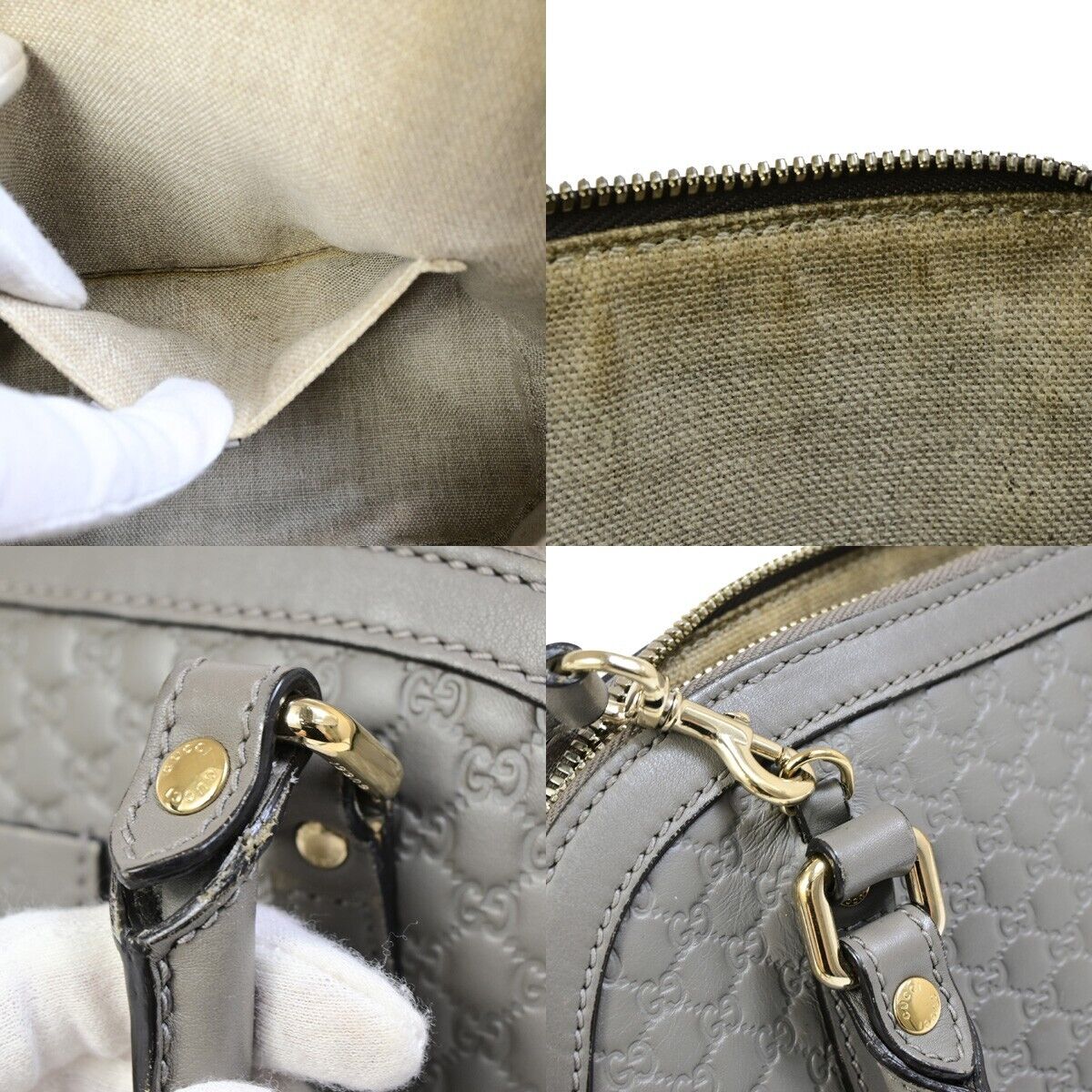 GUCCI Logo Guccissima GG Pattern 2Way Shoulder Hand Bag Leather Gray 95FA738