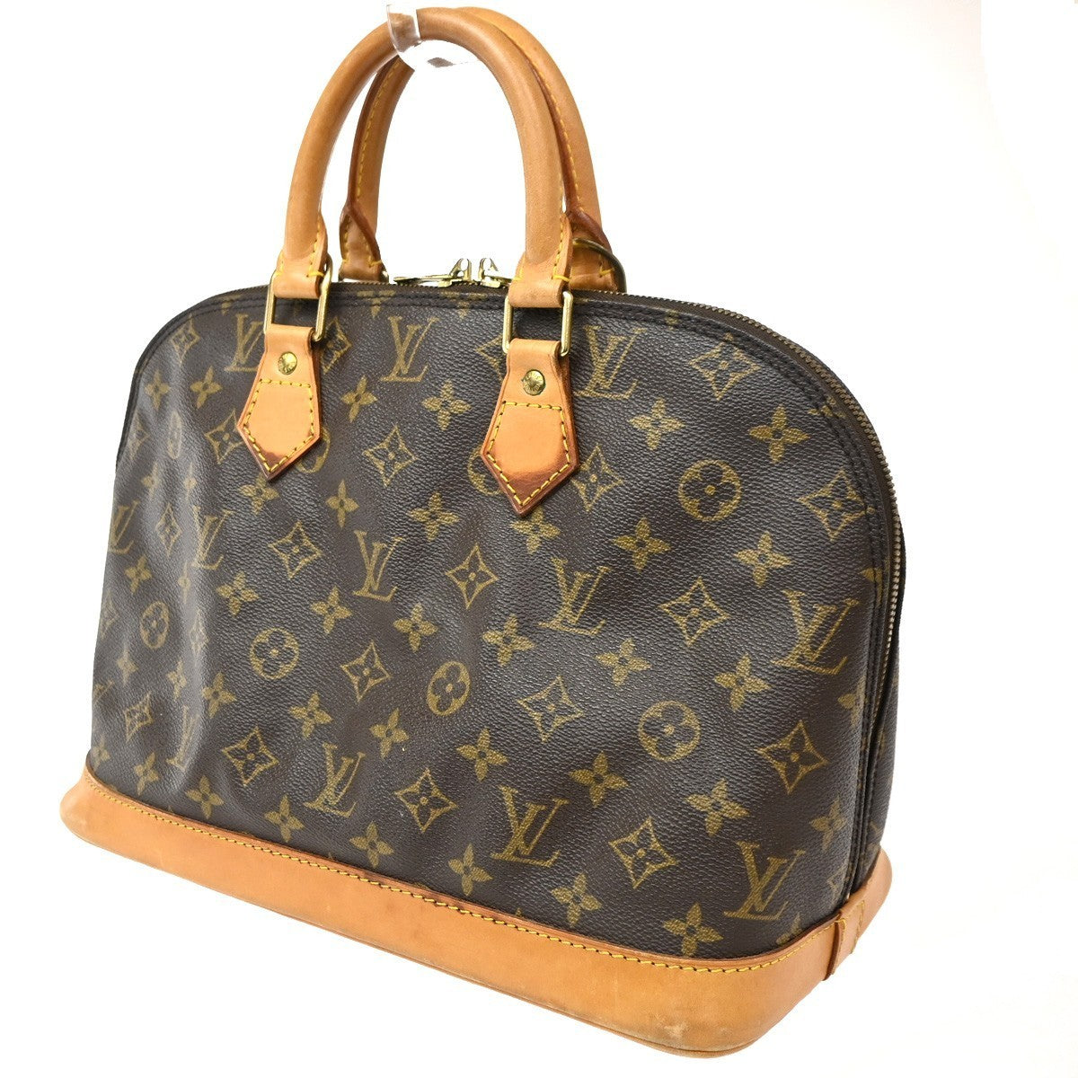LOUIS VUITTON LV Logo Alma Hand Bag Monogram Leather Brown France M51130 82CA620
