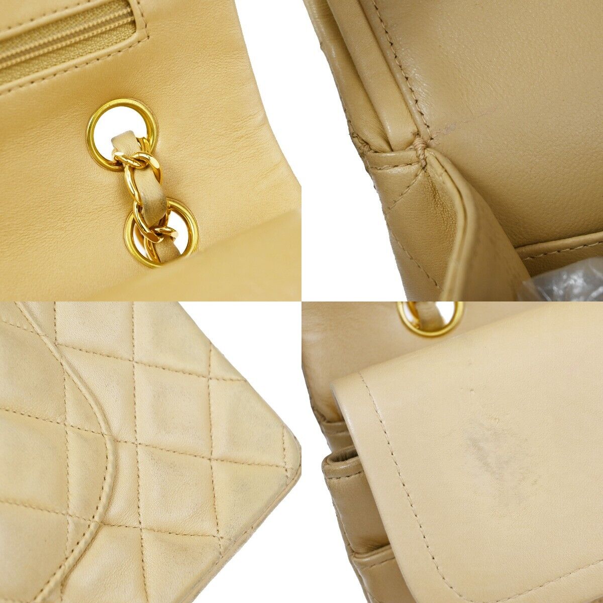 CHANEL Matelasse 25 Double Flap Chain Shoulder Bag Leather BE Vintage 804RJ773