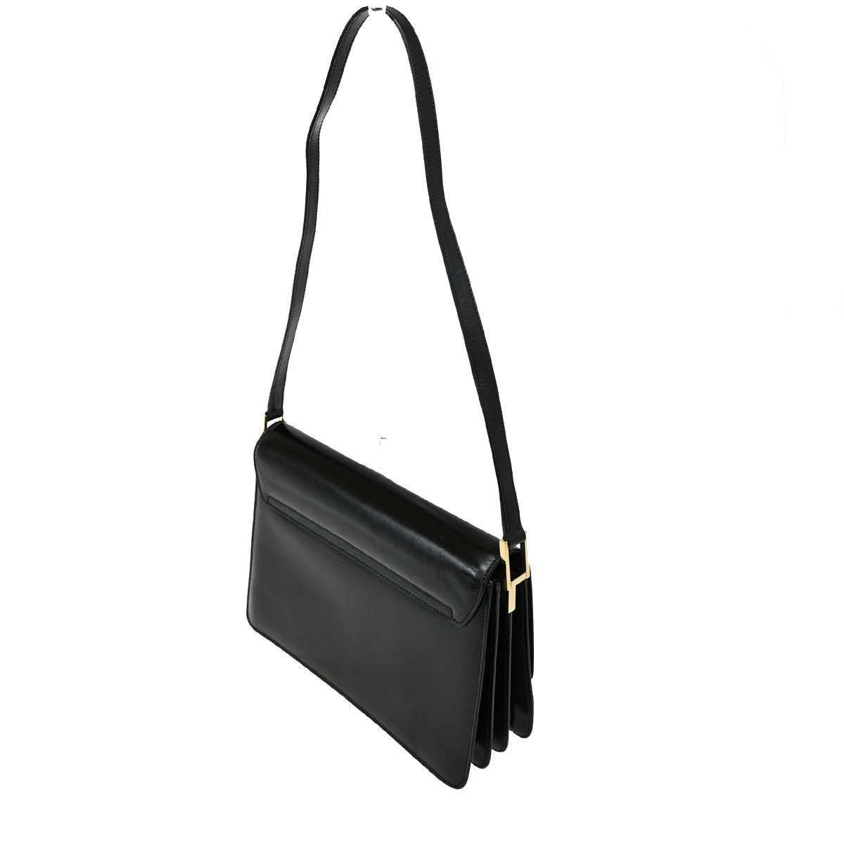 GUCCI Logo GG Shoulder Bag Leather Black Italy GHW 67TA289