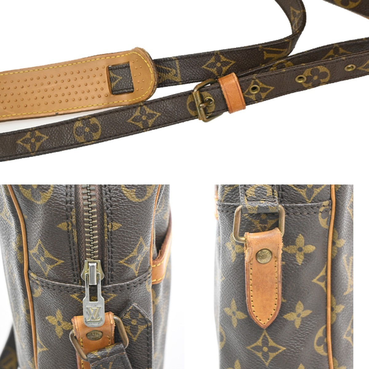 LOUIS VUITTON Logo Danube MM Shoulder Bag Monogram Leather Brown M45264 37KC060