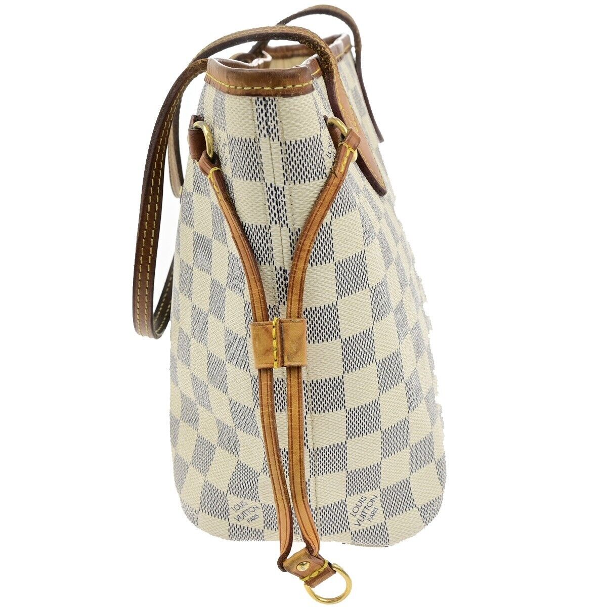 LOUIS VUITTON Neverfull PM Shoulder Tote Bag Damier Azur Leather N51110 87ED422