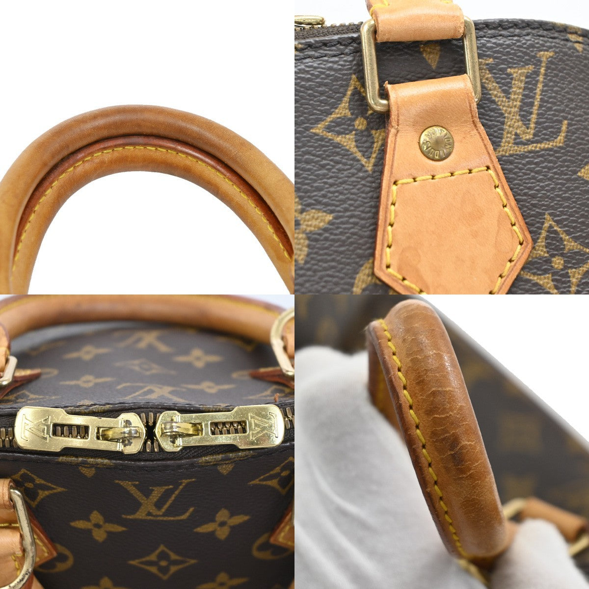 LOUIS VUITTON LV Logo Alma Hand Bag Monogram Leather Brown France M51130 81PA055