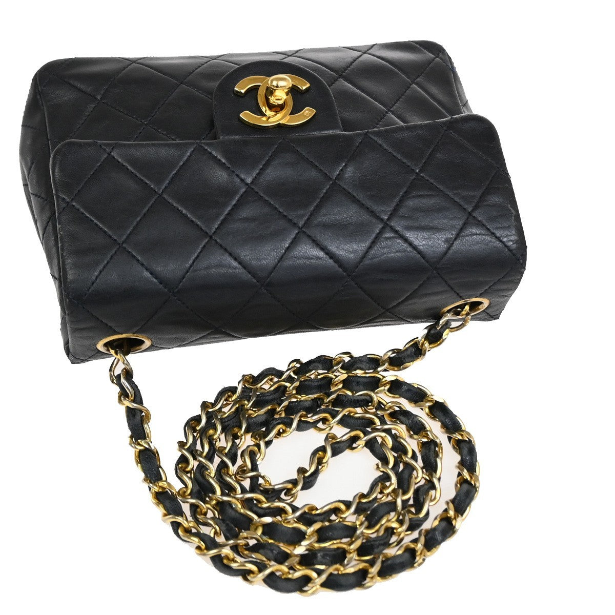 CHANEL CC Mini Matelasse Chain Shoulder Bag Leather Black GHW France 310RL917