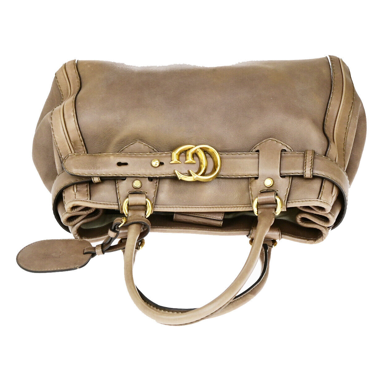 GUCCI Logo GG Running Tote Shoulder Bag Leather Brown Italy 39SJ471