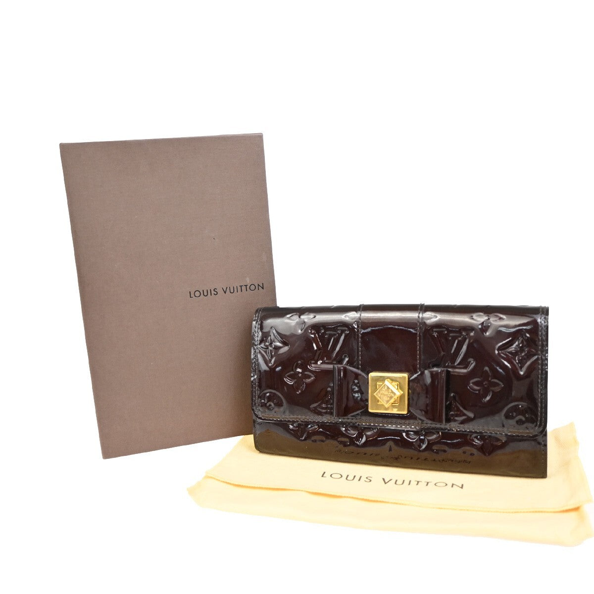 LOUIS VUITTON Bow Long Wallet Monogram Vernis Leather Purple M91498 69EE259