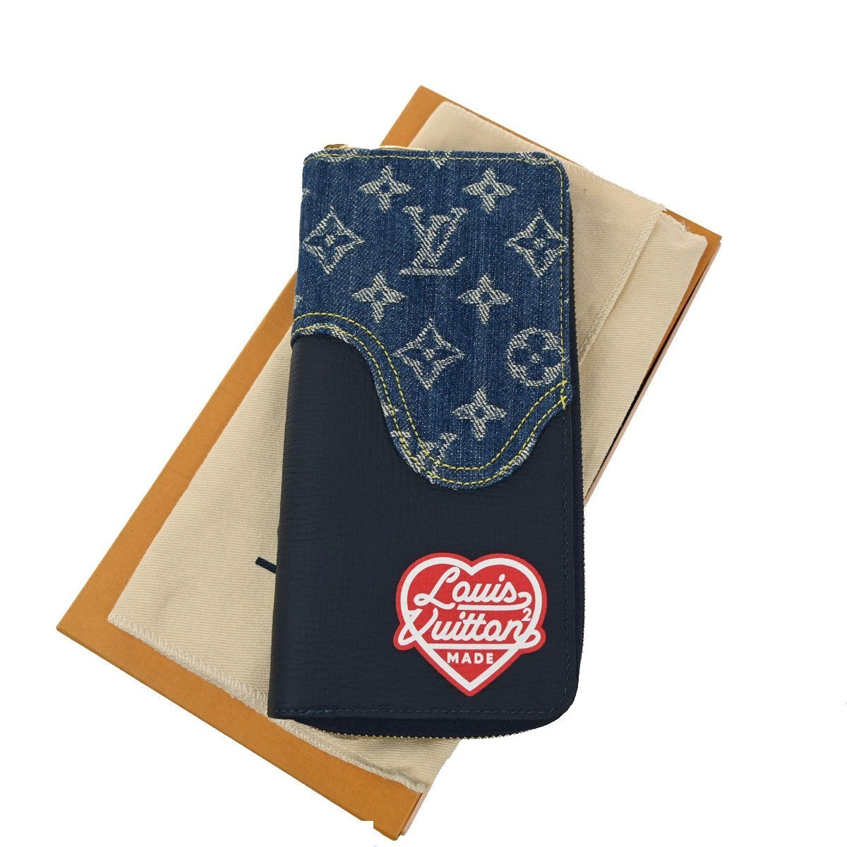 LOUIS VUITTON NIGO Zippy Wallet Vertical Monogram Denim Blue M81107 46RL483