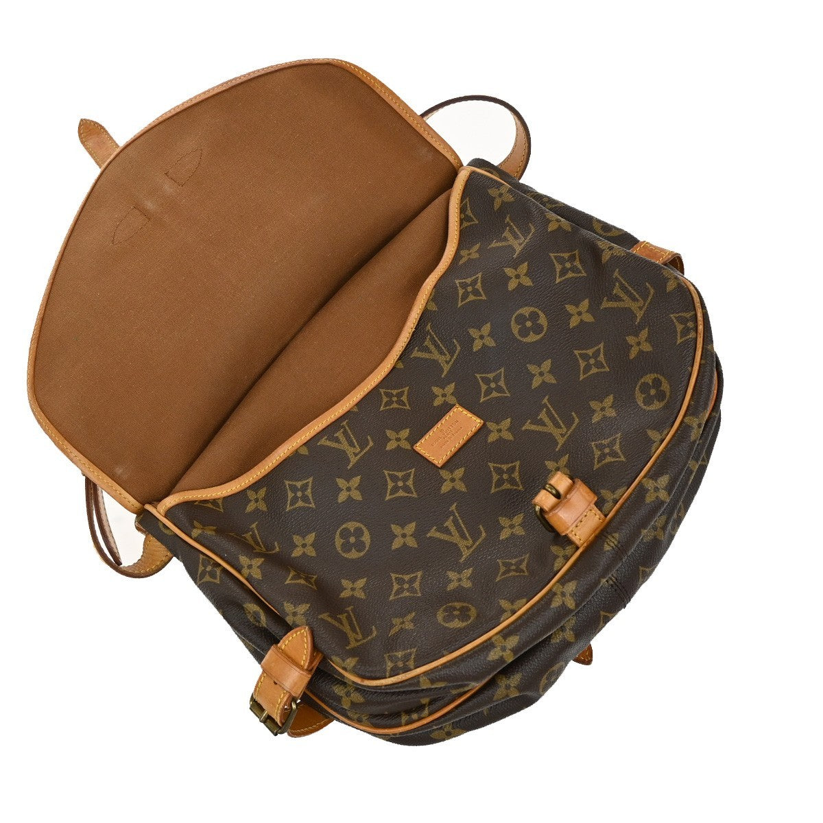 LOUIS VUITTON Logo Saumur 30 Shoulder Bag Monogram Leather Brown M42256 18EF915