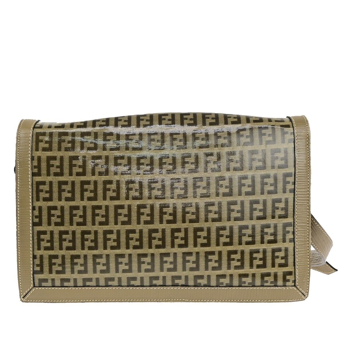 FENDI Logo Zucca Pattern Shoulder Bag Coating Canvas Leather Brown 62KA415