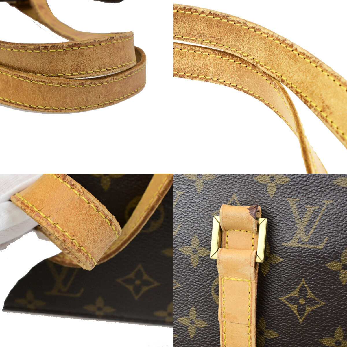 LOUIS VUITTON Logo Luco Shoulder Tote Bag Monogram Leather Brown M51155 62SJ549