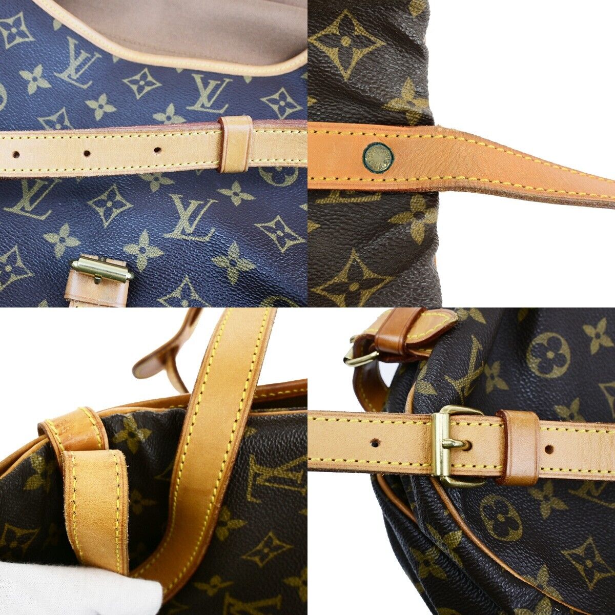 LOUIS VUITTON Logo Saumur 30 Shoulder Bag Monogram Leather Brown M42256 13SH865