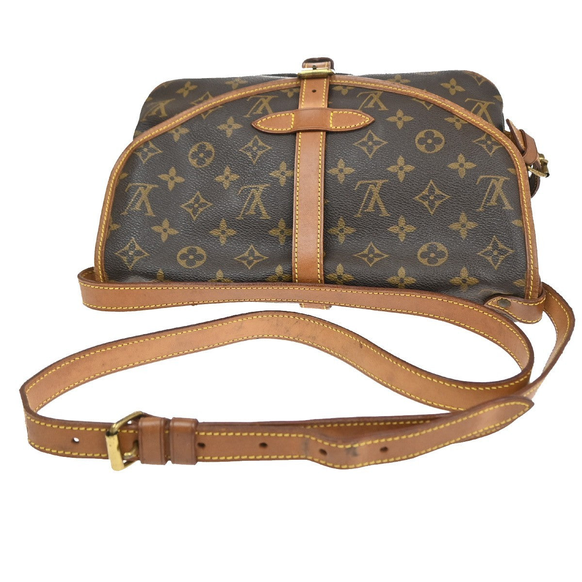 LOUIS VUITTON Logo Saumur 30 Shoulder Bag Monogram Leather Brown M42256 73CA867