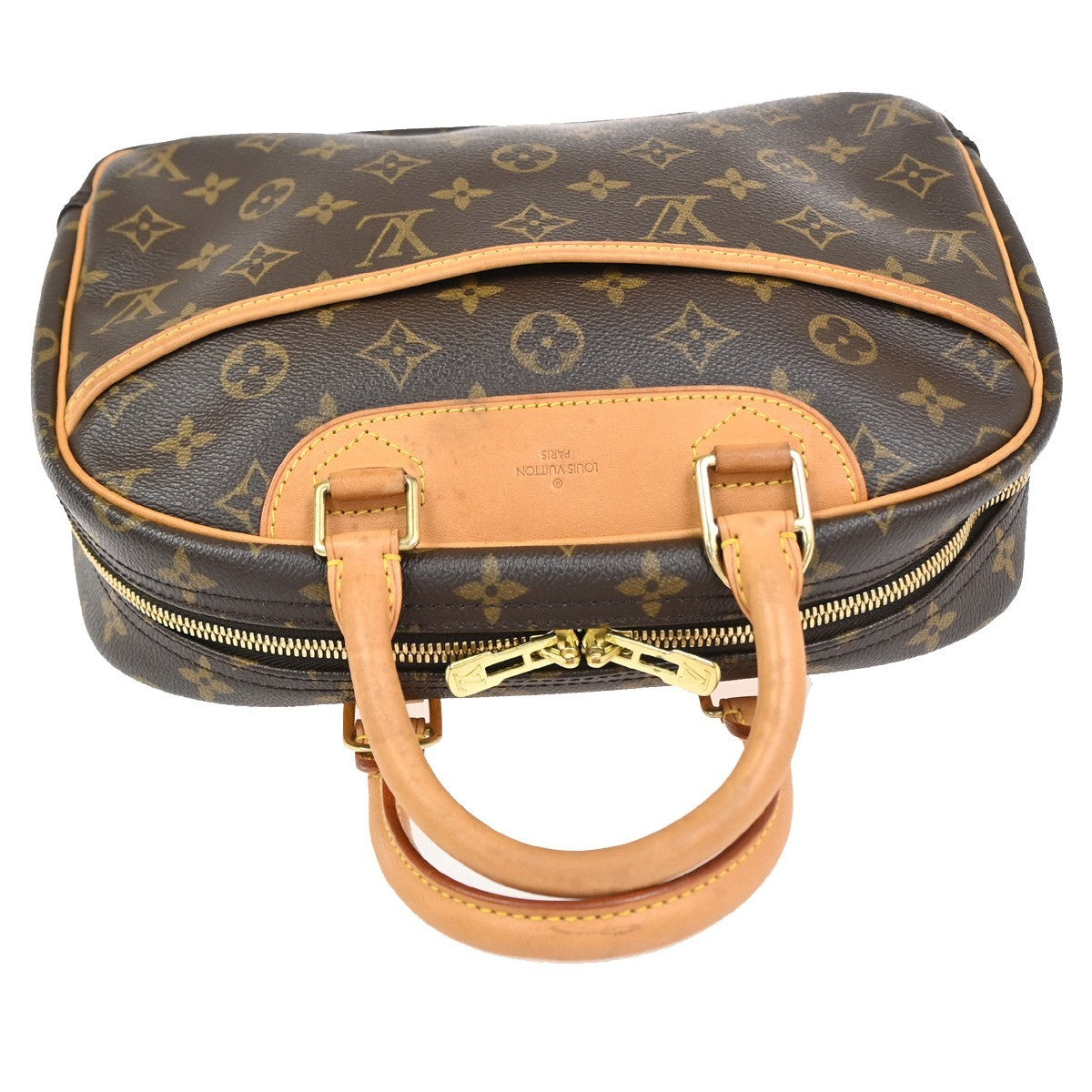 LOUIS VUITTON LV Logo Trouville Hand Bag Monogram Leather Brown M42228 93CA818