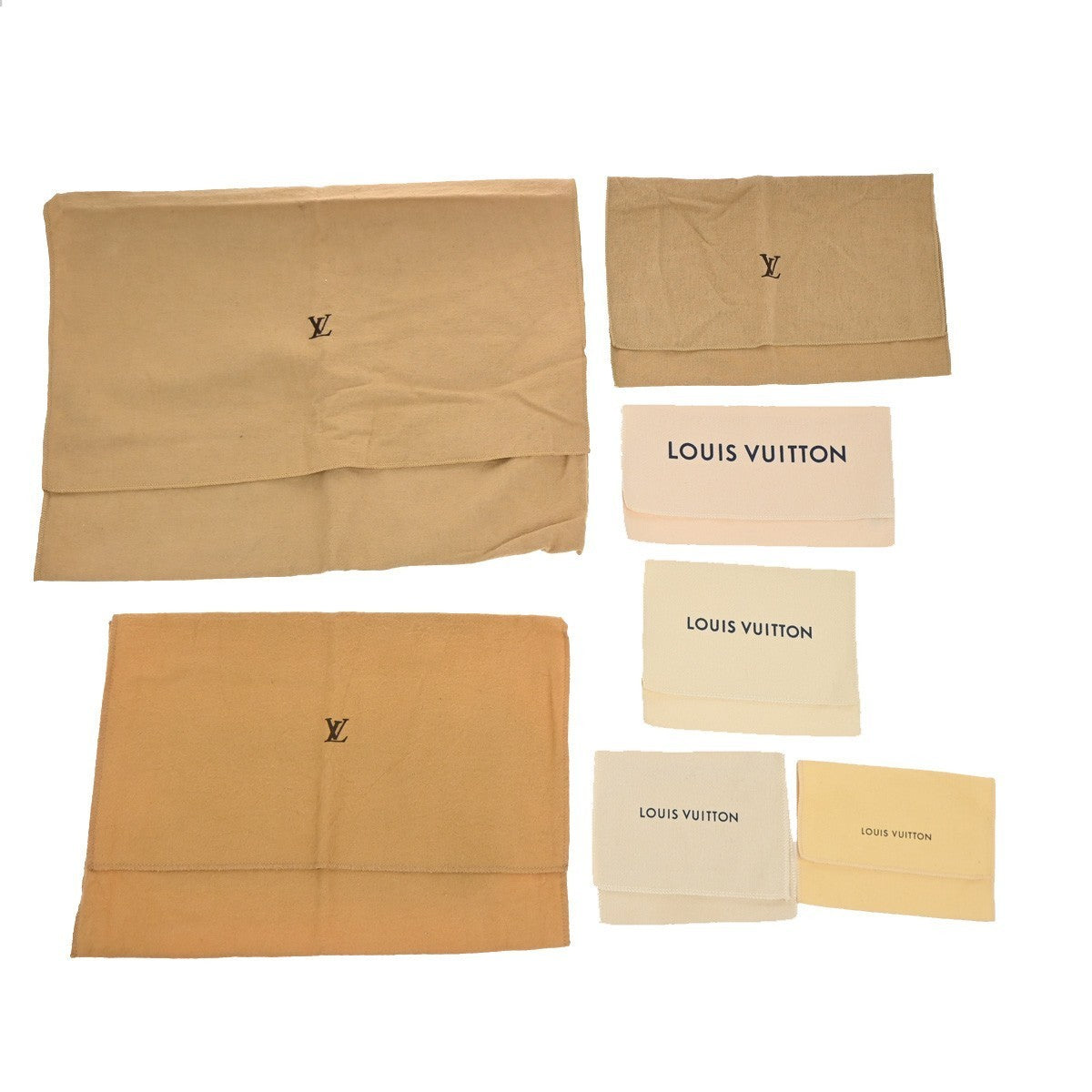 LOUIS VUITTON Logo 10 Set Dust Bag Drawstring Canvas Cotton Beige Brown 09KP296