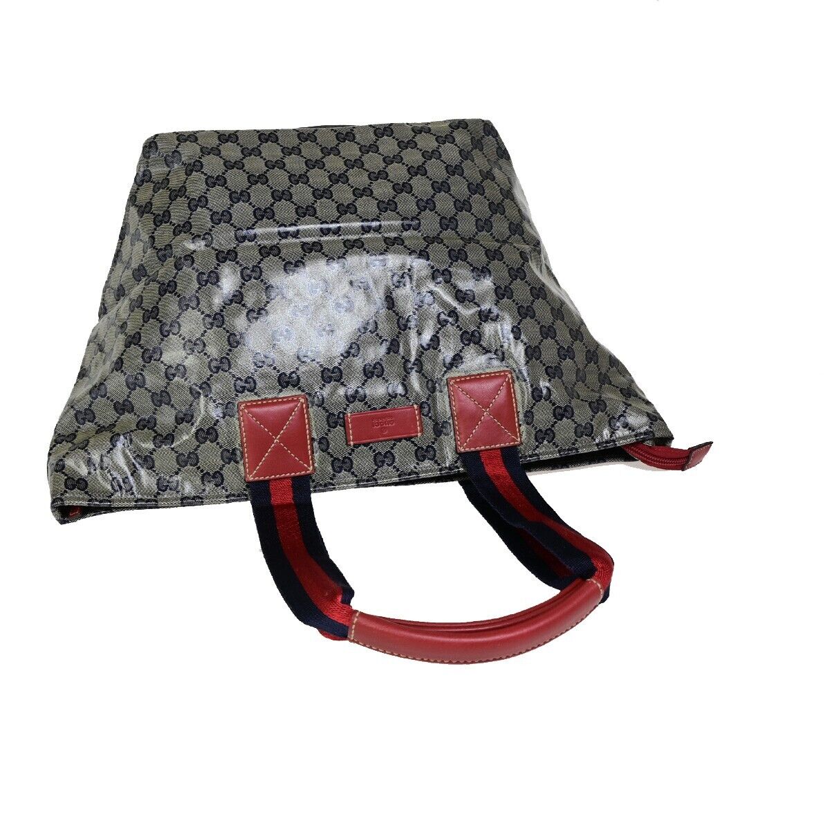 GUCCI GG Pattern Crystal ShoulderBag Coating Canvas Leather Navy Blue 67EB789