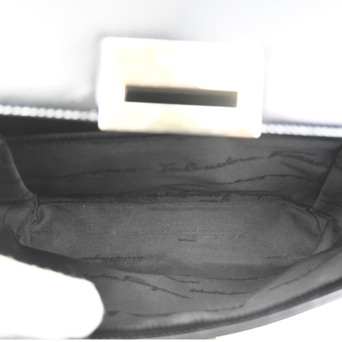 SALVATORE FERRAGAMO Logo Gancini Hand Bag Leather Black GHW Italy 62ZA115