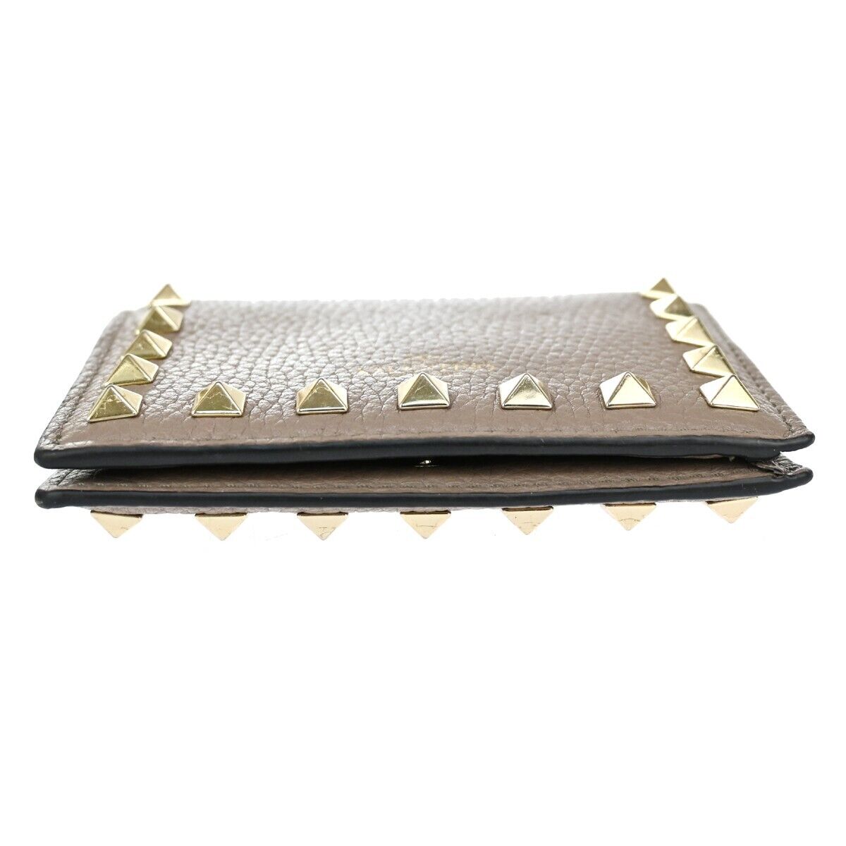 VALENTINO GARAVANI Bifold  Wallet Purse Rockstud Leather Beige Italy 69FA051
