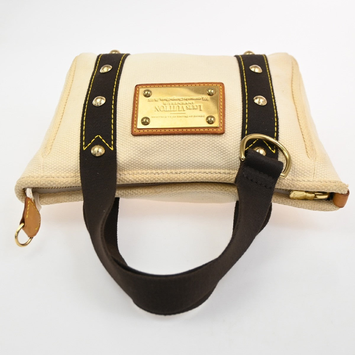 LOUIS VUITTON Cabas PM Hand Bag Antigua Canvas Leather White M40039 67CA998