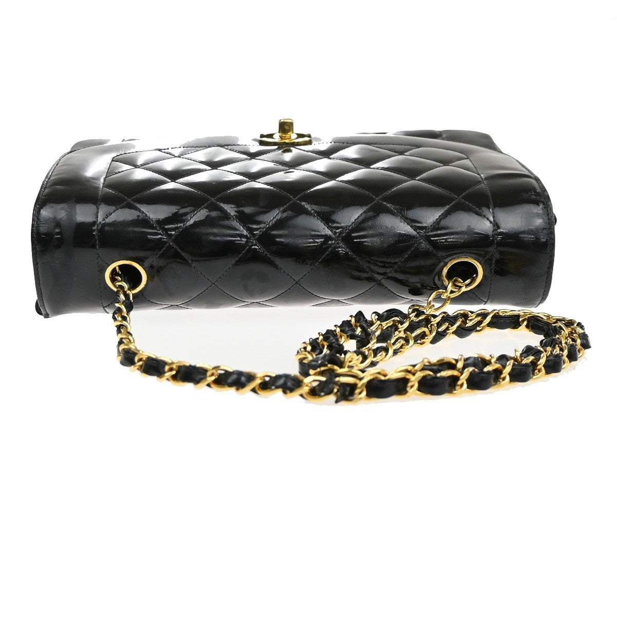 CHANEL CC Diana 25 Matelasse Chain Shoulder Bag Patent Leather BK VTE 678RL966