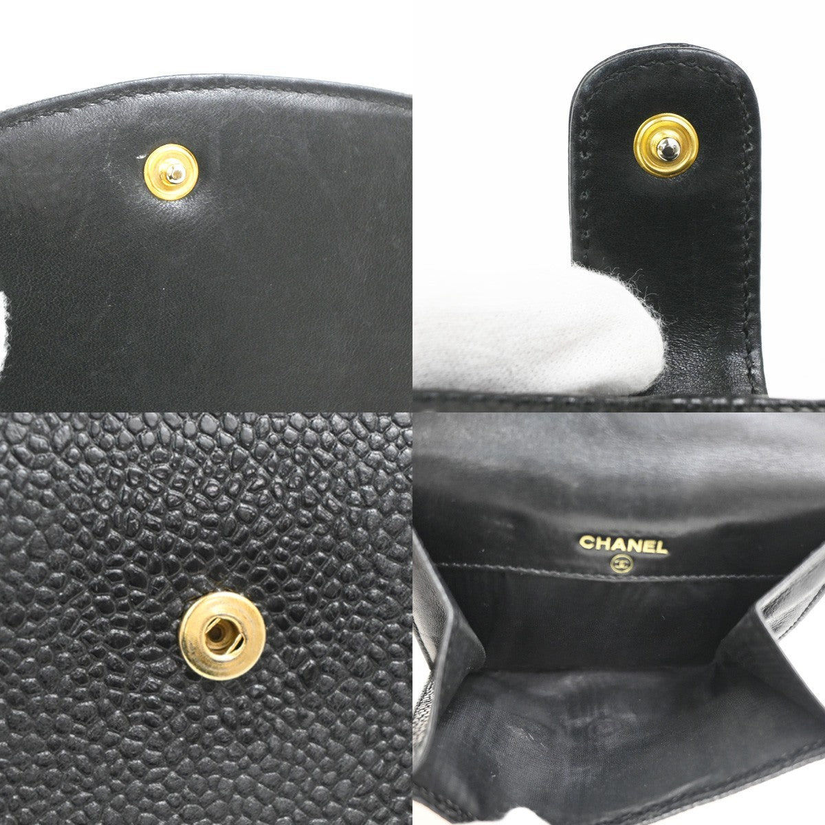 CHANEL CC Bifold Wallet Purse Grained Calfskin Leather BK Italy Vintage 39YJ020